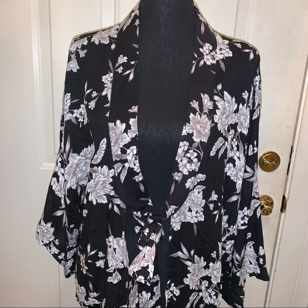 Spiritual Gangster Maya Black Floral Kimono Duster or Robe